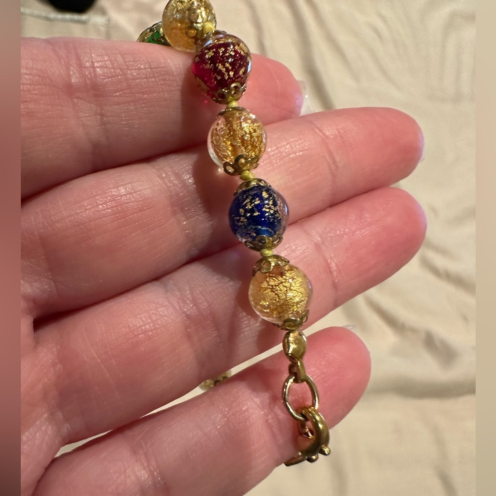 Venetian Murano glass bead gold bracelet